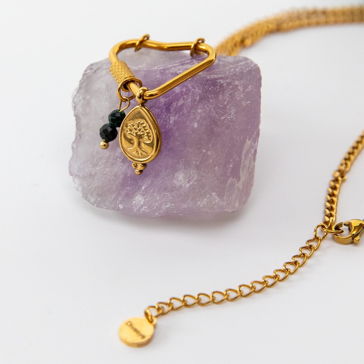 Soul Charms | Vergoldete Halskette mit austauschbaren Yoga-Symbolen Lebensbaum