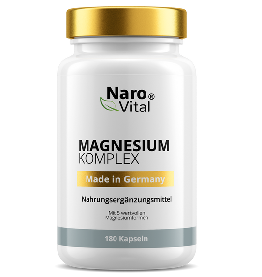 Hochdosierter Magnesium Komplex von ekovita in einer stilvollen Verpackung zur Unterstützung der Muskelfunktion.