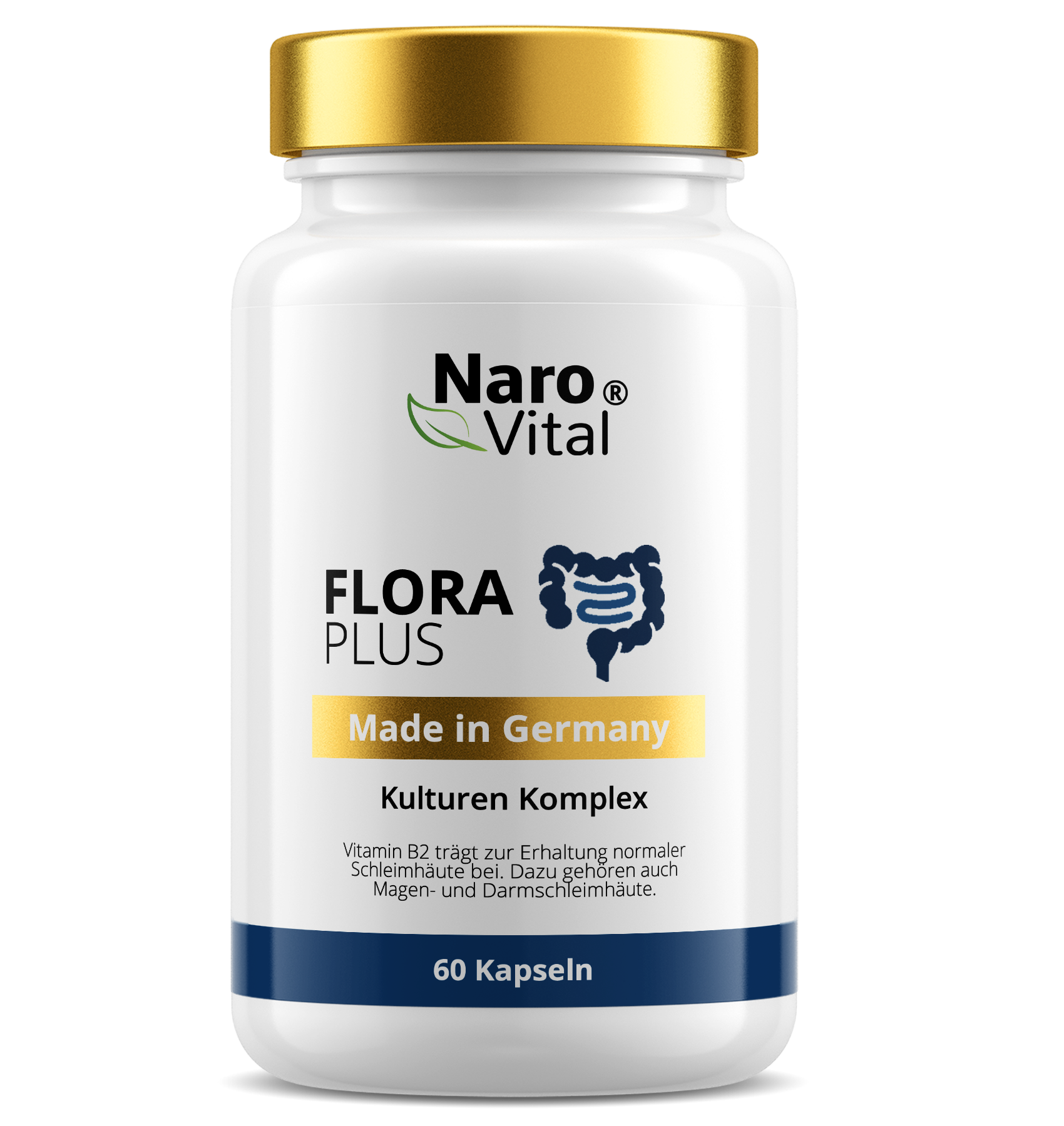 Hochdosierter Flora Plus Komplex von ekovita in Premium-Qualität für gesundes Mikrobiom und Verdauung.