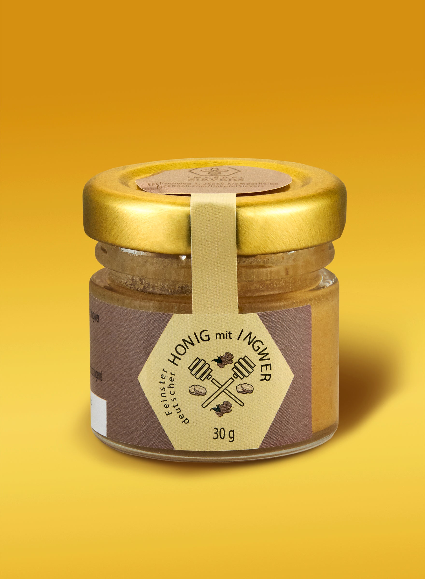 Honig mit Ingwer von Nordbienchen im eleganten Glas, Premium Naturprodukt für dein Wohlbefinden.