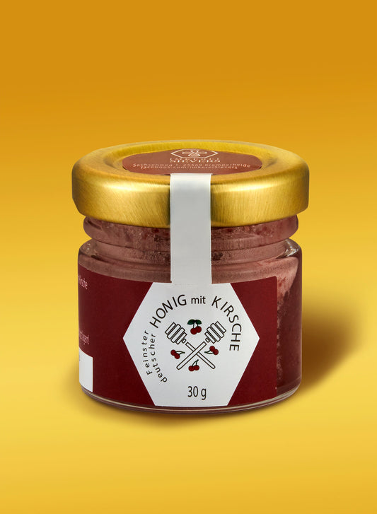 Premium-Honig mit Kirsche von Nordbienchen, nahrhafte Süßigkeit aus Deutschland.