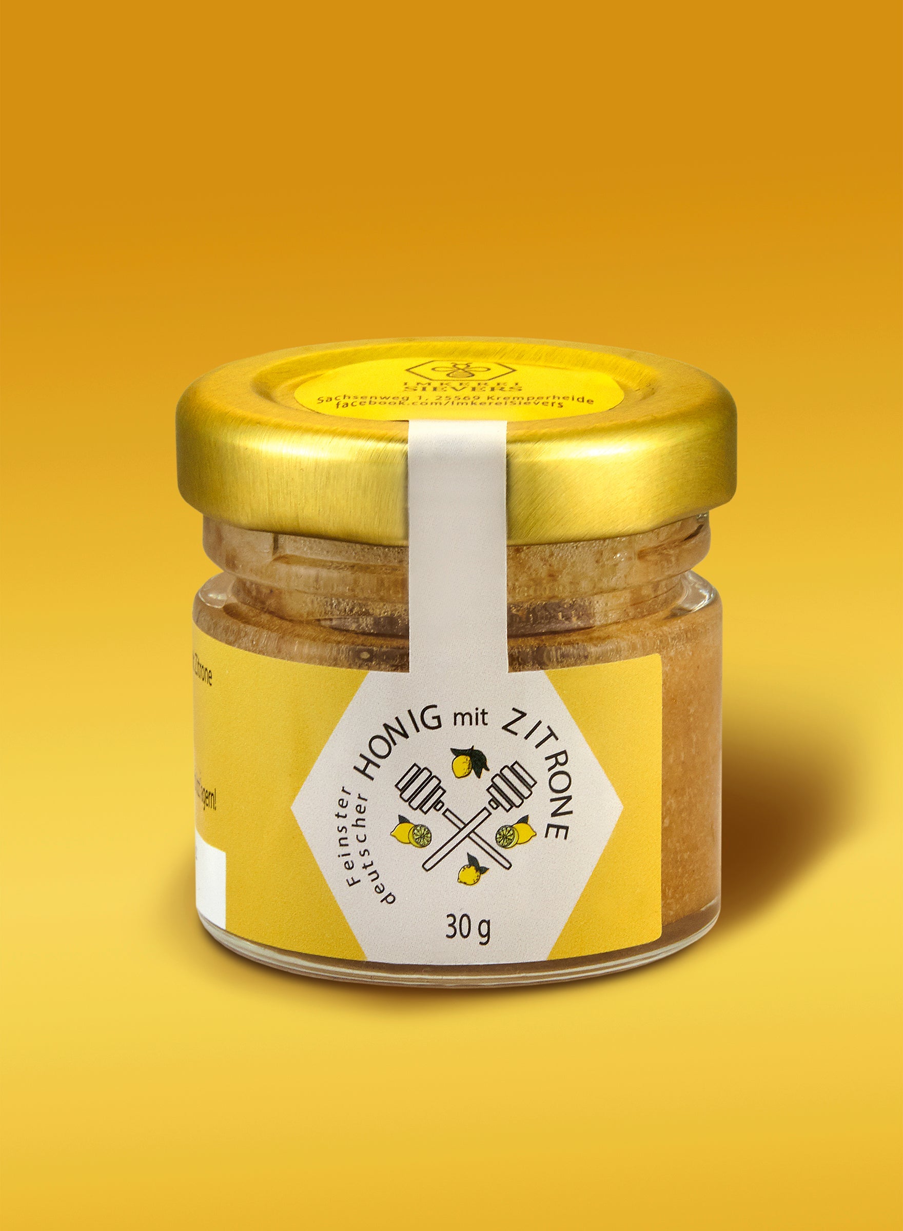 Premium Honig mit Zitrone von ekovita in einer eleganten Glasverpackung, 100% Natur, ideal für die Gesundheit.