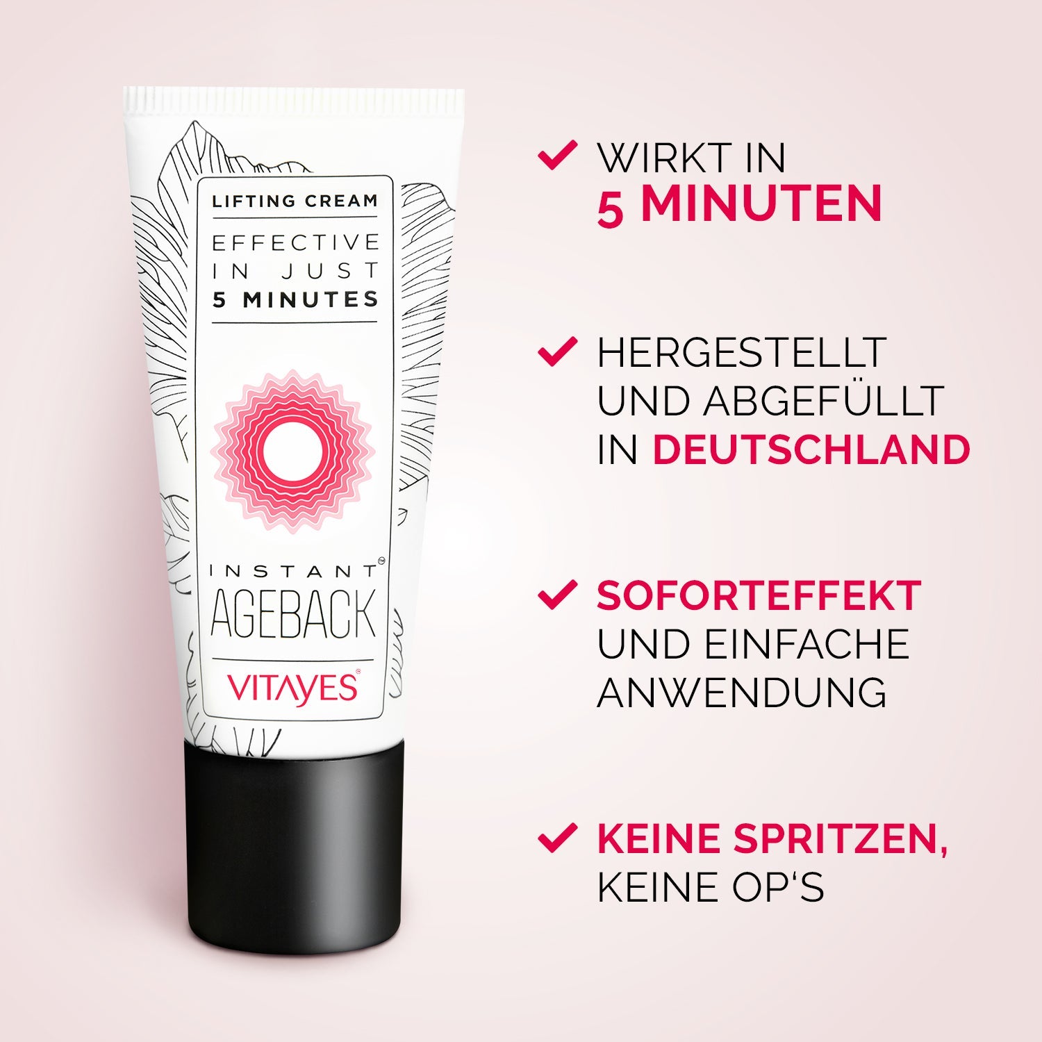 Hyaluronsäure und Koffein: zentrale Inhaltsstoffe der ekovita Lifting-Creme für jugendliche Haut.