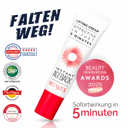Instant Ageback™ Lifting-Creme mit Hyaluronsäure für effektive Faltenreduzierung.