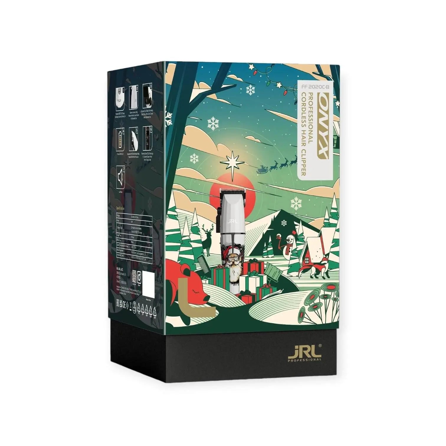 Limited Christmas Edition Verpackung der JRL Haarschneidemaschine für festliche Haarschnitte.