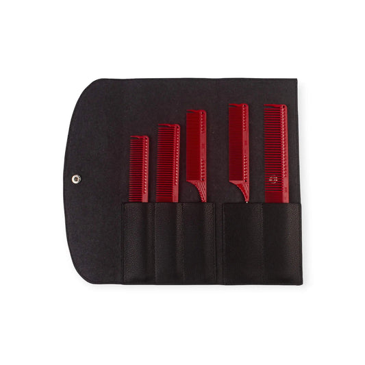 Set mit roten Styling Kämmen von hairOne für professionelle Haarpflege im Friseurbedarf.