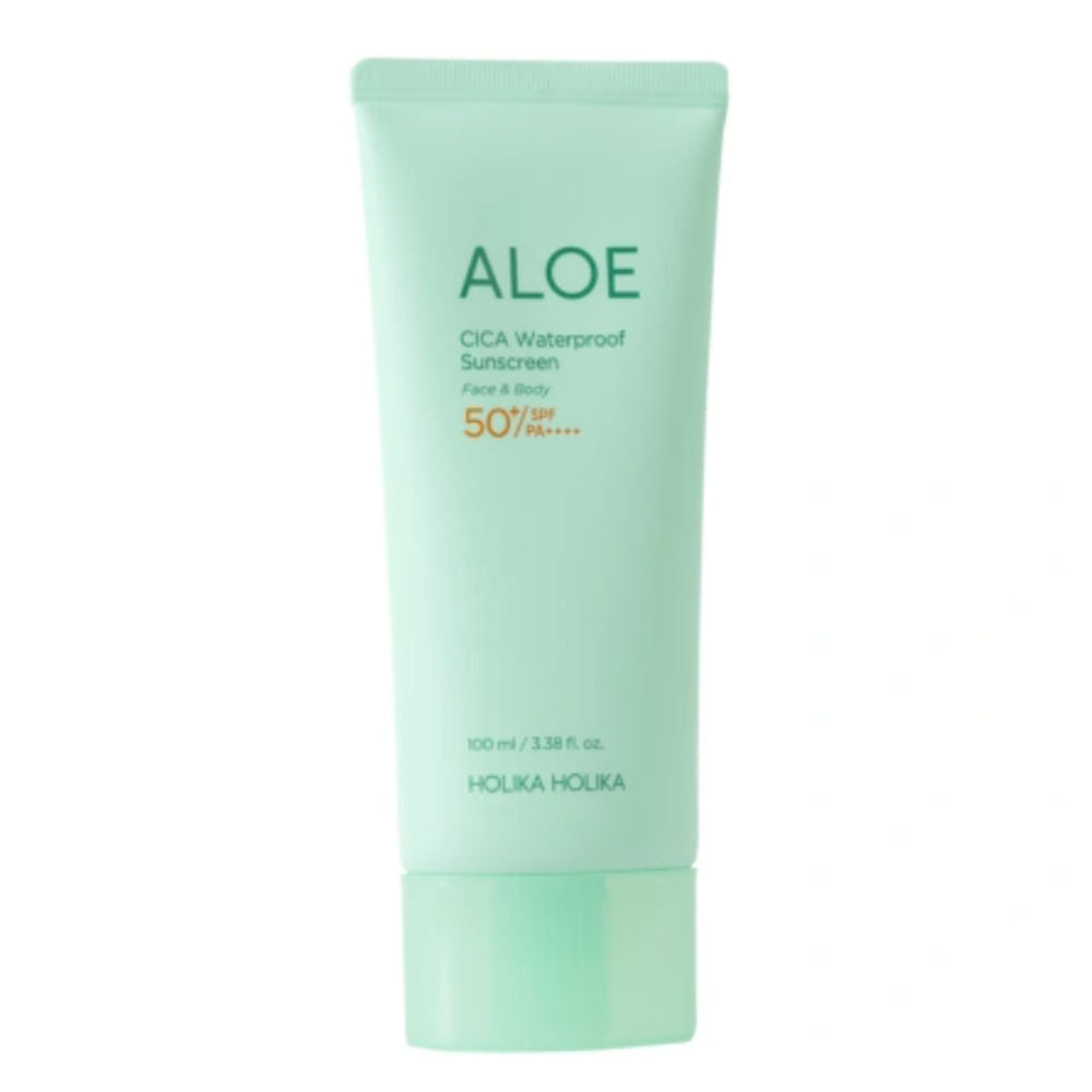 Holika Holika Aloe Cica Waterproof Sunscreen in 100 ml Tube für effektiven UV-Schutz und Pflege.