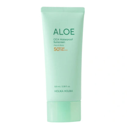 Holika Holika Aloe Cica Waterproof Sunscreen in 100 ml Tube für effektiven UV-Schutz und Pflege.