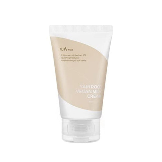 Isntree Yam Root Vegan Milk Cream in einem eleganten Tiegel, ideal für trockene Haut mit veganer Formel.
