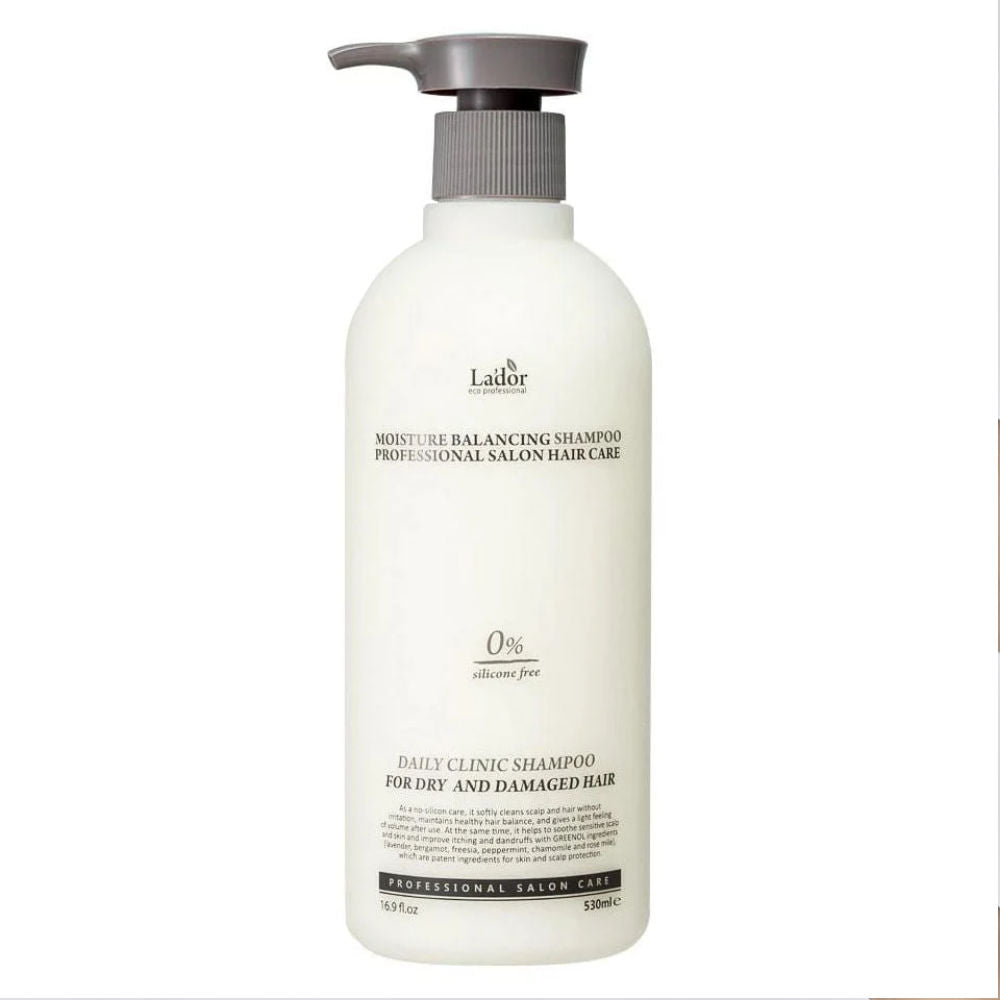 LADOR Moisture Balancing Shampoo in 530 ml Flasche, ideal für intensive Haarpflege und Feuchtigkeit.