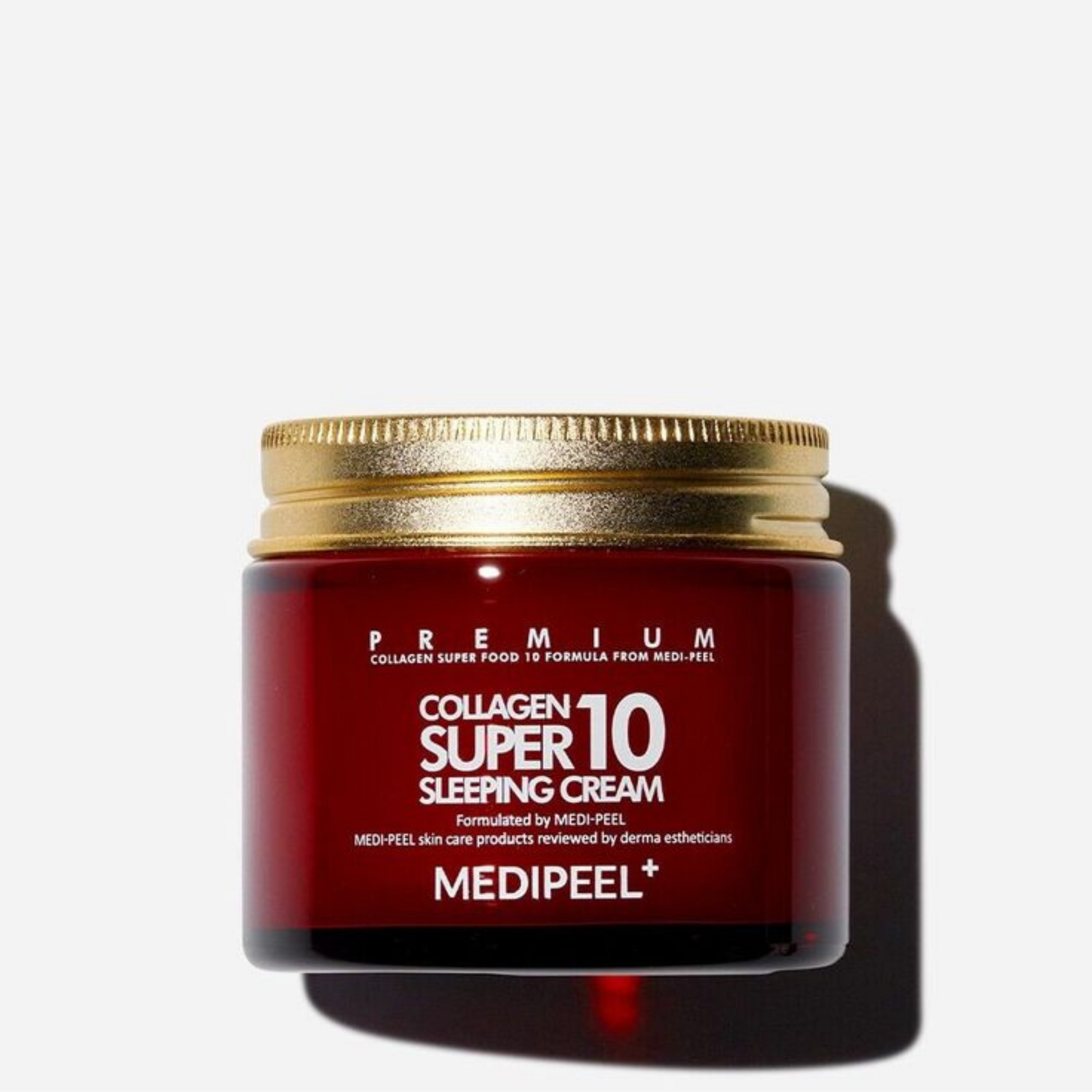 Medi-Peel Collagen Super 10 Sleeping Cream in eleganter Verpackung, ideal für eine feuchtigkeitsspendende Nachtpflege.