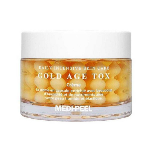 Medi-Peel Gold Age Tox Cream H8 ist eine luxuriöse Anti-Aging Creme mit Hyaluronsäure und Gold für strahlende Haut.