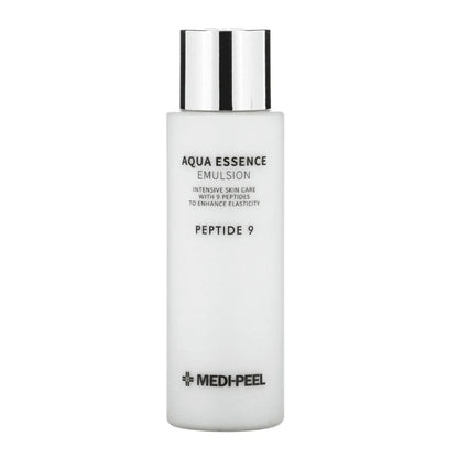 Medi-Peel Peptide 9 Aqua Essence Emulsion im eleganten Packaging, ideal für Feuchtigkeitspflege.