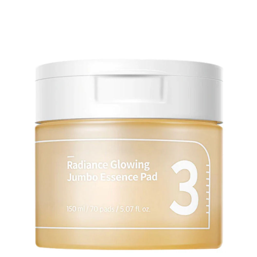 Numbuzin No.3 Radiance Glowing Jumbo Essence Pad für strahlende Haut in hochwertiger Verpackung.