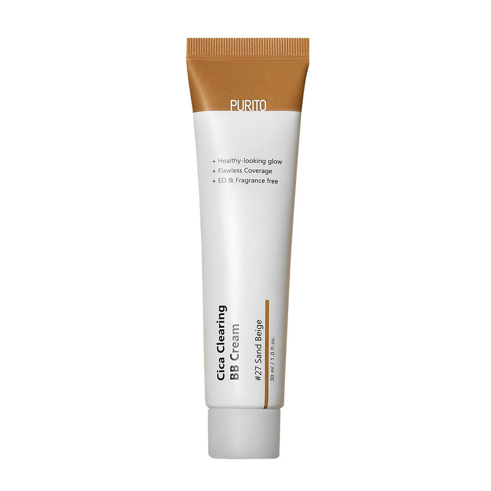 Purito Cica Clearing BB Cream #27 für sensible Haut in Sand Beige, 30 ml, mit Centella Asiatica.