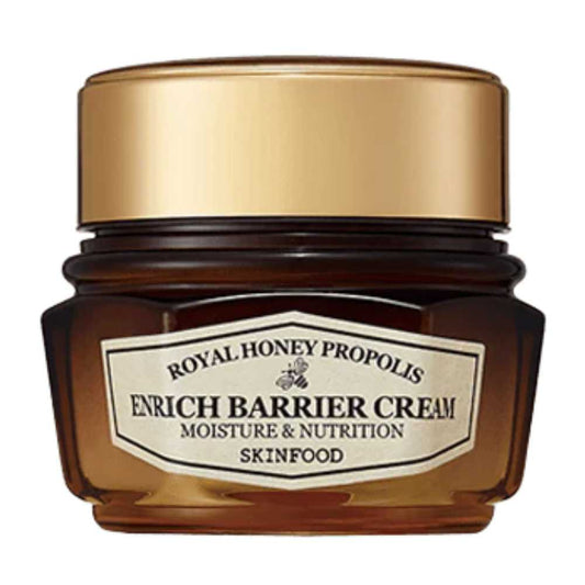 SKINFOOD Royal Honey Propolis Enrich Barrier Cream in eleganter Verpackung, ideal für intensive Hautpflege.