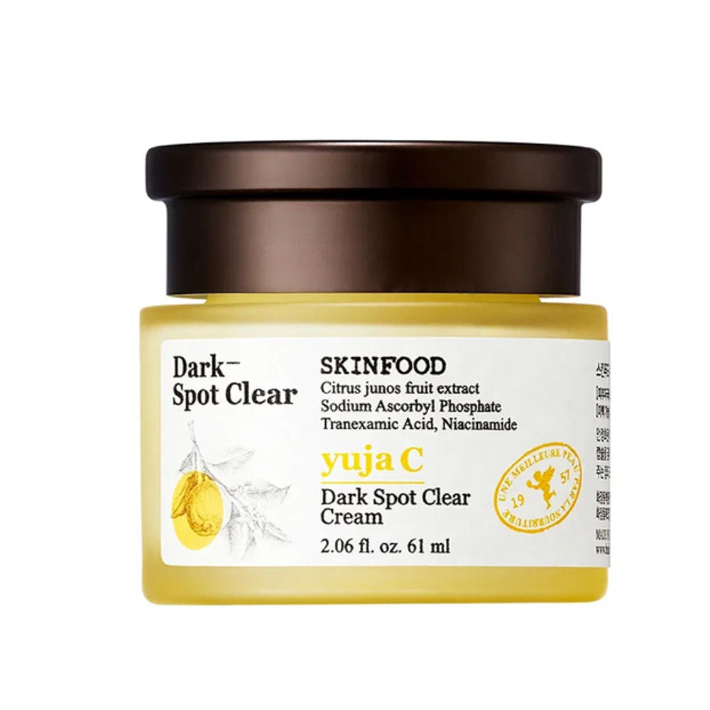 SKINFOOD Yuja C Dark Spot Clear Cream in 61 ml, ideal zur Reduzierung von Pigmentflecken für strahlende Haut.