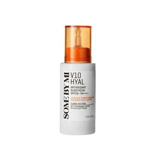 SOME BY MI V10 Hyal Antioxidant Sunscreen SPF50+ im stilvollen Flakon, ideal für sonnengeschützte Gesichtspflege.