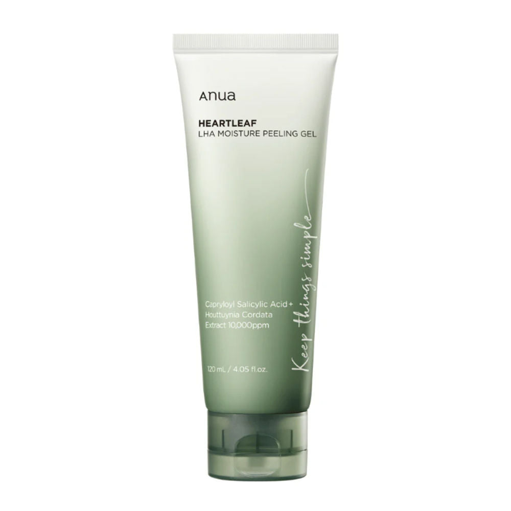 Anua Heartleaf LHA Moisture Peeling Gel in der 120 ml Tube, ideal für sanftes Peeling empfindlicher Haut.