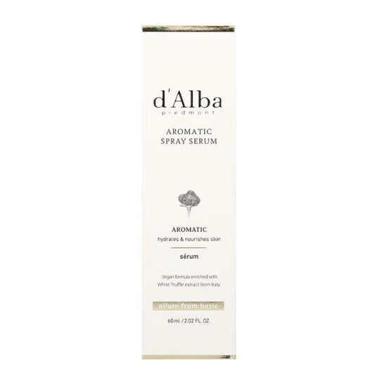 d'Alba White Truffle First Aromatic Spray Serum in eleganter Verpackung, ideal für die tägliche Feuchtigkeitspflege.