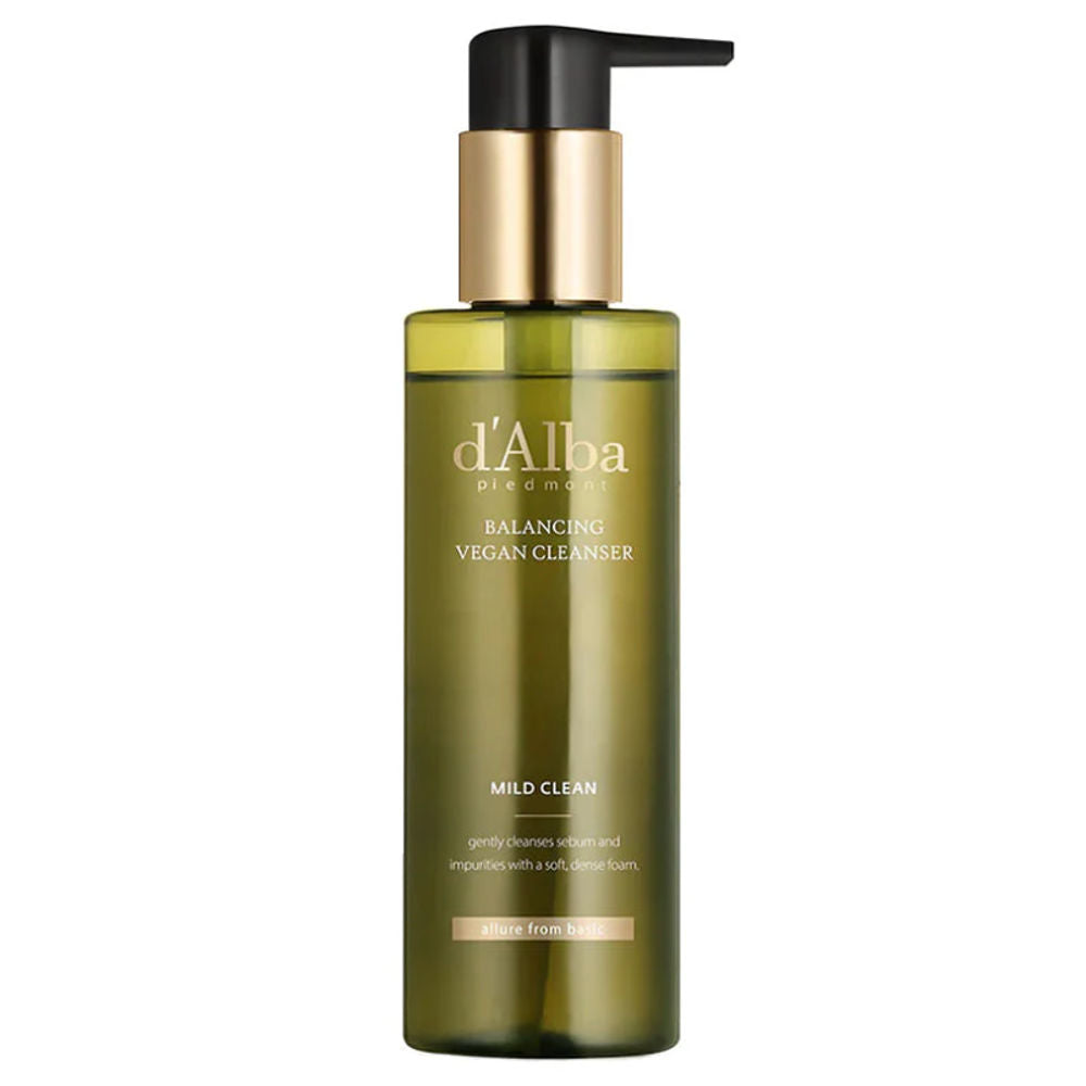 d'Alba Mild Skin Balancing Vegan Cleanser in eleganter Verpackung, ideal für sanfte Hautpflege.