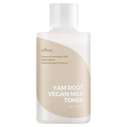 Isntree Yam Root Vegan Milk Toner in einer eleganten Flasche, ideal für feuchtigkeitsspendende Gesichtspflege.