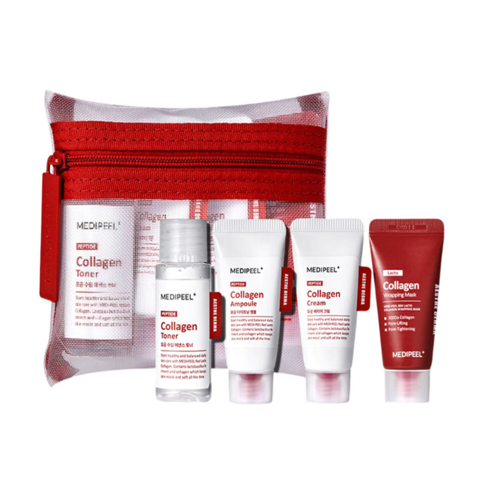 MEDI-PEEL Red Lacto Collagen Skin Care Set, perfekt für Anti-Aging und intensive Gesichtspflege.