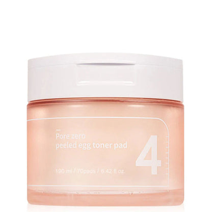 Numbuzin No.4 Pore Zero Peeled Egg Toner Pad - 70 Pads, effektive Porenverfeinerung für strahlende Haut.