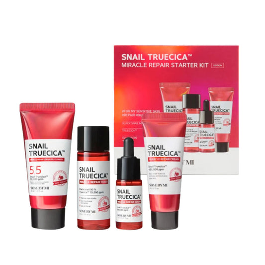 SOMEBYMI Snail TrueCICA Miracle Repair Starter Kit für empfindliche Haut in eleganter Verpackung.