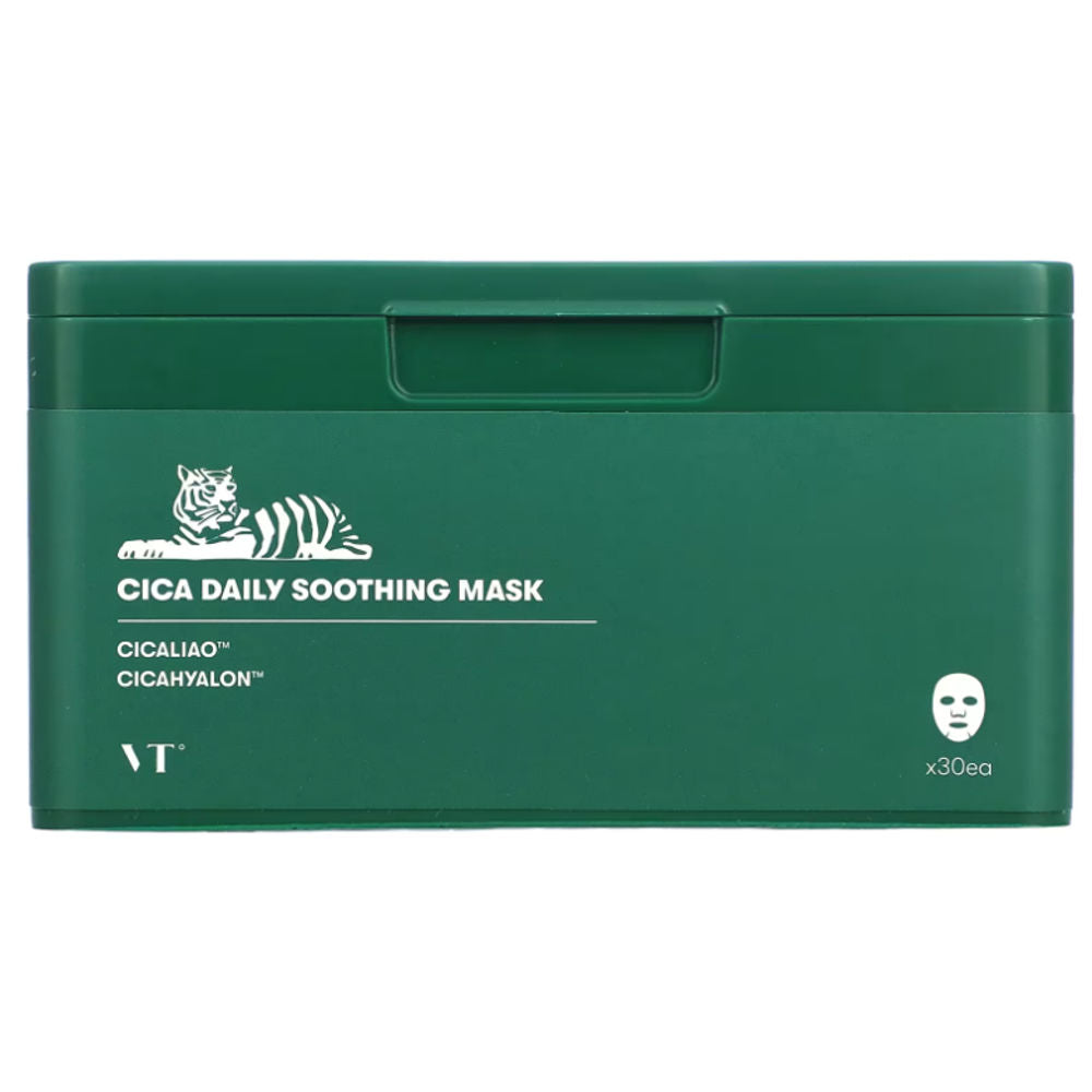 VT Cosmetics Cica Daily Soothing Mask mit Centella Asiatica für empfindliche Haut und intensive Feuchtigkeit. 30 Stück.