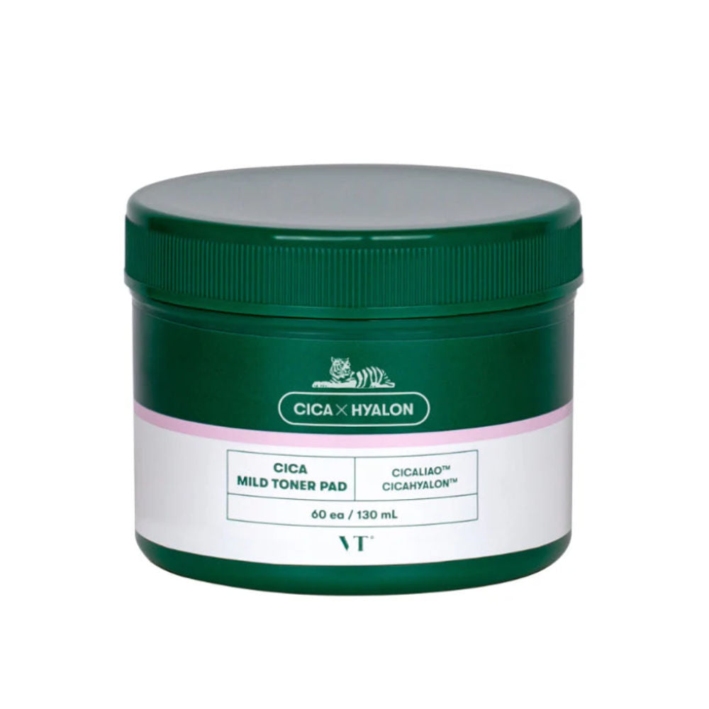 VT Cosmetics Mild Toner Pads in einer Packung mit 60 exfolierenden Pads für sanfte Hautpflege.