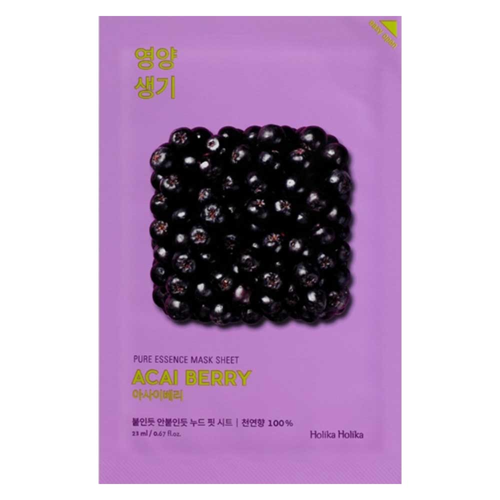 Holika Holika Acai Berry Pure Essence Mask Sheet zur Feuchtigkeitsspende für strahlende Haut.
