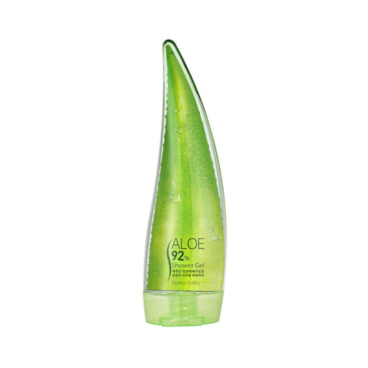 Holika Holika Aloe Duschgel in einer blauen Flasche mit Aloe Vera für feuchtigkeitsspendende Pflege.