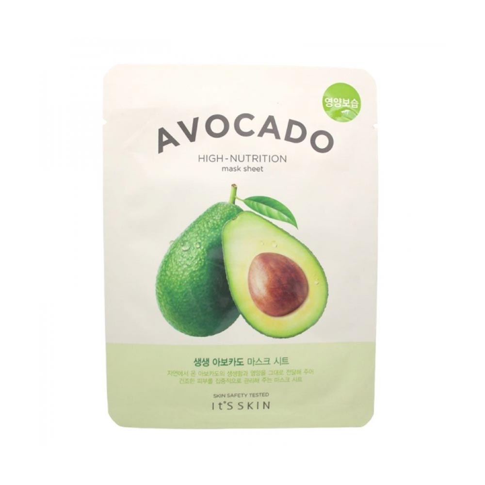 It's Skin Avocado Tuchmaske in frischer Verpackung für intensive Feuchtigkeit bei trockener Haut.