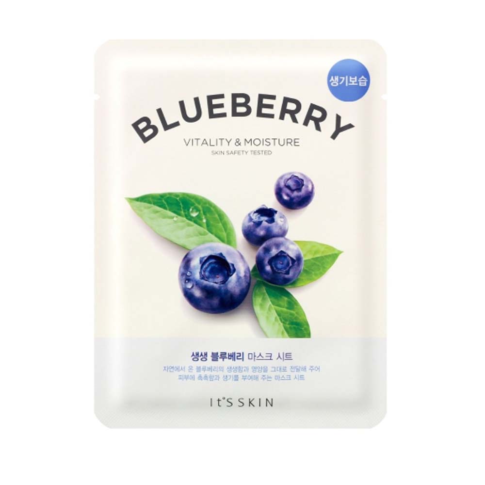 It's Skin Blaubeer Tuchmaske in der Verpackung, ideal für intensive Feuchtigkeitspflege.