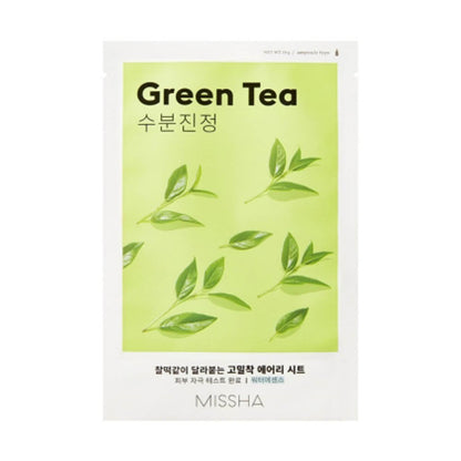 MISSHA Airy Fit Sheet Mask mit Grüntee, vegan, ideal für eine entspannende Gesichtspflege und Detox.