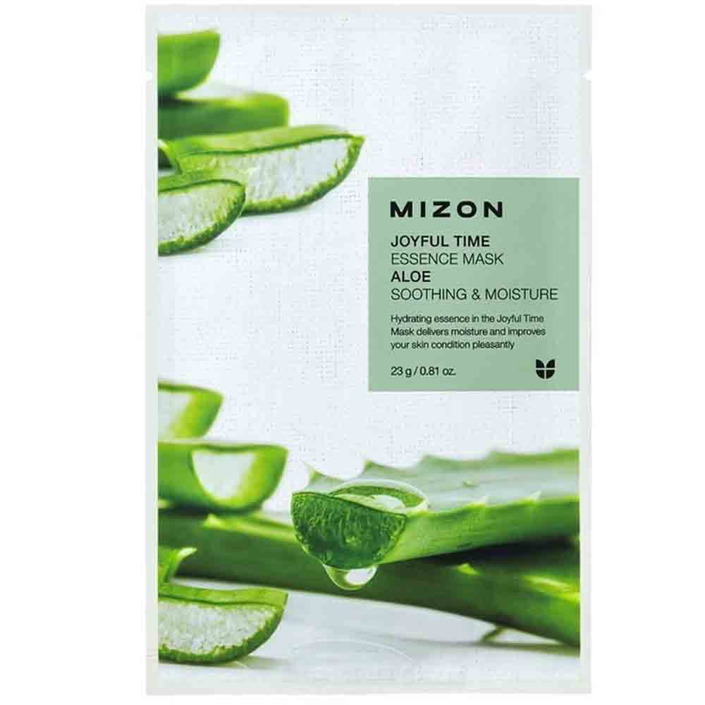 MIZON Joyful Time Essence Mask (Aloe) in einer hellen Verpackung, ideal für feuchtigkeitsspendende Pflege.