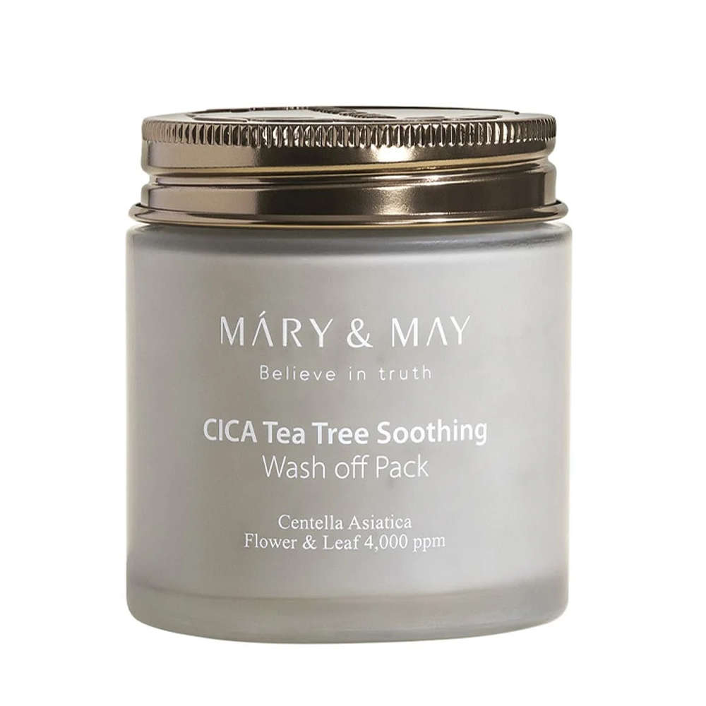 Mary & May CICA Tea Tree Soothing Wash off Pack in der Tube für die beruhigende Hautpflege mit Teebaumöl.