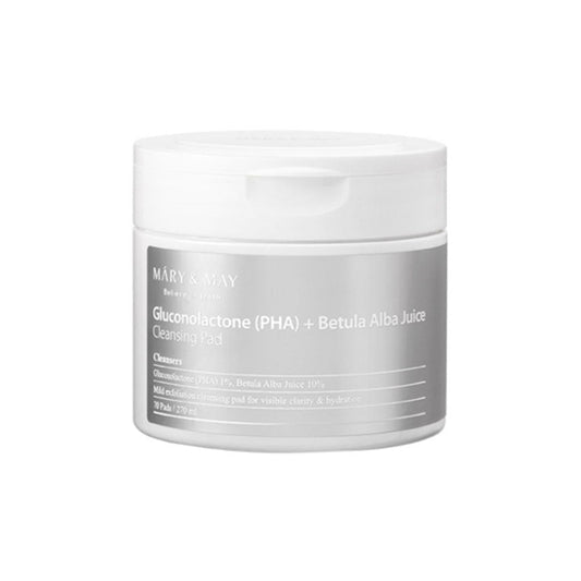 Mary&May Gluconolactone Cleansing Pad mit Betula Alba Juice für sanfte Hautpflege und PHA Peeling.