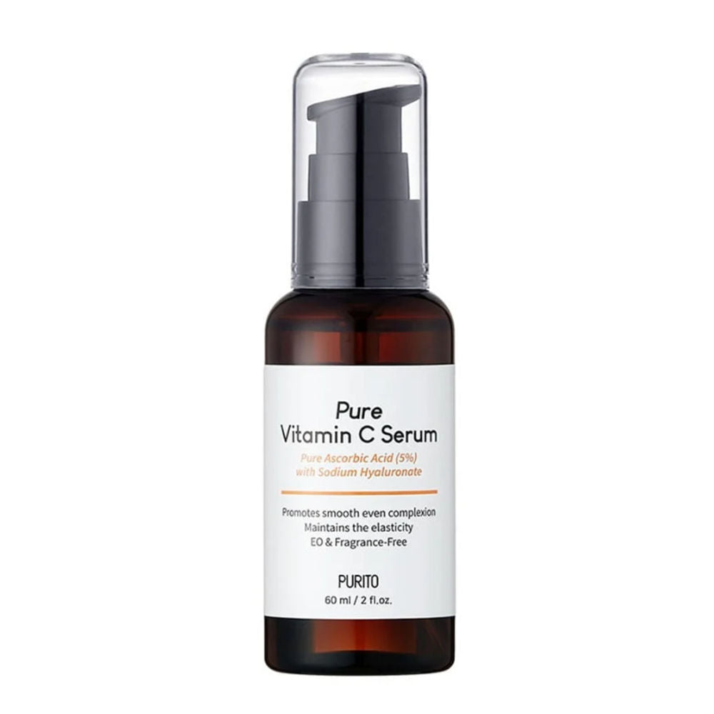 Purito Seoul Pure Vitamin C Serum in einer eleganten Flasche, ideal zum aufhellen und befeuchten der Haut.