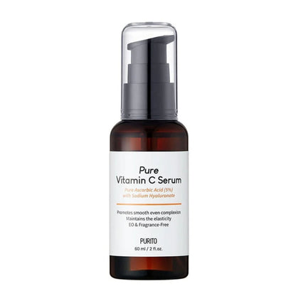 Purito Seoul Pure Vitamin C Serum in einer eleganten Flasche, ideal zum aufhellen und befeuchten der Haut.
