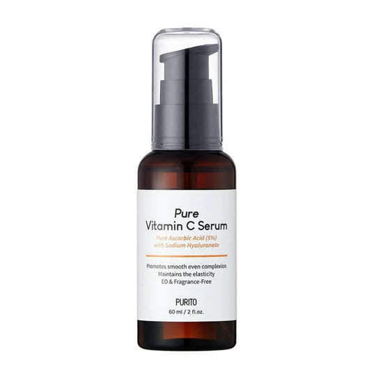 Purito Seoul Pure Vitamin C Serum in einer eleganten Flasche, ideal zum aufhellen und befeuchten der Haut.