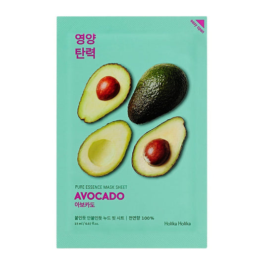 Holika Holika Pure Essence Mask Sheet mit Avocado für intensive Feuchtigkeitspflege der Haut.