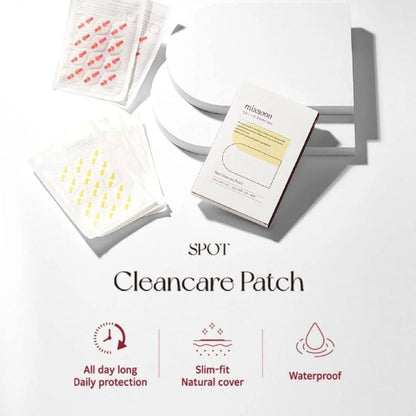 Detailansicht der Mixsoon Spot Clean Care Patch Verpackung, die Hautpflege für gezielte Unreinheiten bietet.