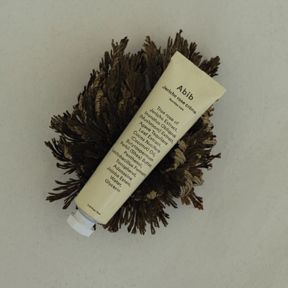 Verpackung der Abib Jericho Rose Cream, betont die natürliche Formel für intensive Gesichtscreme