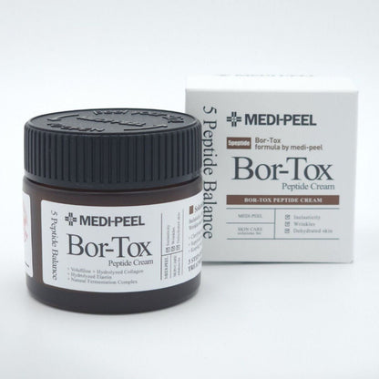 Detailaufnahme der MEDI-PEEL Peptide Tox Bor Cream, reich an Hyaluronsäure für jugendliche Haut.