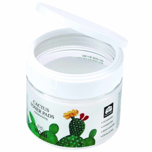 Yadah Cactus Toner Pads in edler Verpackung, ideal für vegane Hautpflege.