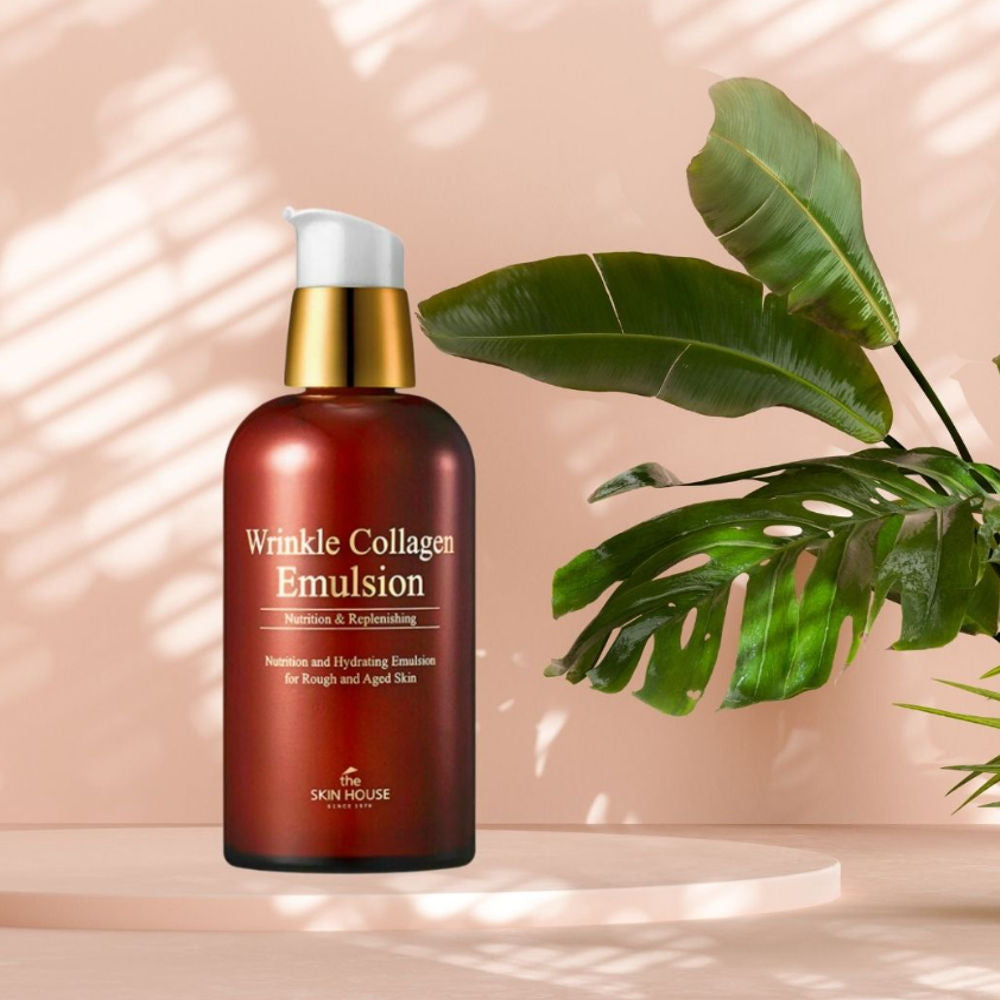 Detailansicht der Verpackung der Wrinkle Collagen Emulsion, perfekt für die tägliche Anwendung gegen Falten.