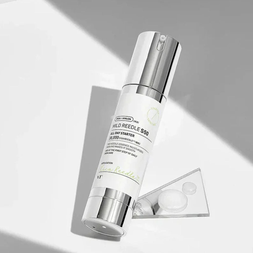 Detailansicht der VT Cosmetics Reedle Shot Verpackung mit Inhaltsstoffen für optimale Gesichtspflege.