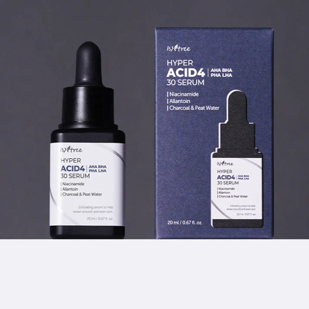 Detailansicht der Flasche von Isntree AHA BHA Serum zur Anwendung bei Hautunreinheiten.